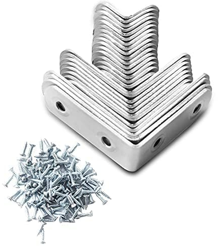 28 Stück Winkelverbinder Winkel Edelstahl Metallwinkel 90 Grad Winkeleisen mit 100 Edelstahl Screws für Holz Möbel Tabelle Stuhl Bücherregal Schränke Anbau Winkel Bracket (20+40+50MM)