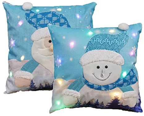 Amosfun 2Pcs Durable Praktische Weihnachten Kissen Fall mit Led- Leuchten (Farbe Sortiert)