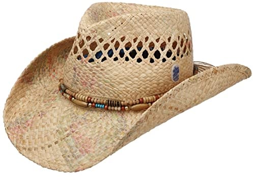 Stetson Arango Western Strohhut - Naturfarbener Hut aus 100% Stroh - Cowboy-Style - Mehrfarbig - Luftig & leicht für Damen - Frühjahr bis Winter Natur M (56-57 cm)