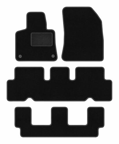 Velours-Fußmatten passend für Citroën C4 Grand Spacetourer 2013-2021, LUX | passend für 7-Sitzer; Velours-Teppich (Polypropylen), ca. 6,5 mm; rutschfest, runde Befestigungen (Typ CP2)