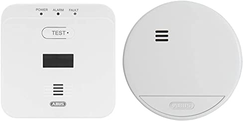 ABUS Kohlenmonoxid-Warnmelder COWM510 - Weiß & Rauchmelder RWM150 - 10-Jahres-Batterie - für Wohnräume und VDs geprüft nach DIN EN 14604 - Testsieger der Stiftung Warentest - 85 dB Alarm - Weiß