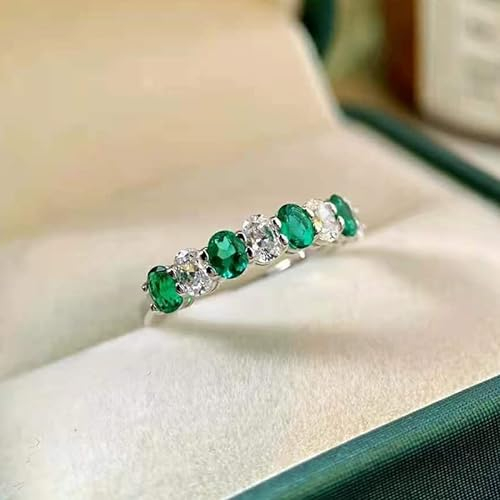 DJMJHG Real Lab Grown Smaragd Fingerringe Feind Frauen 100% 925 Sterling Silber High Carbon Diamond Party Fine Jewelry 8