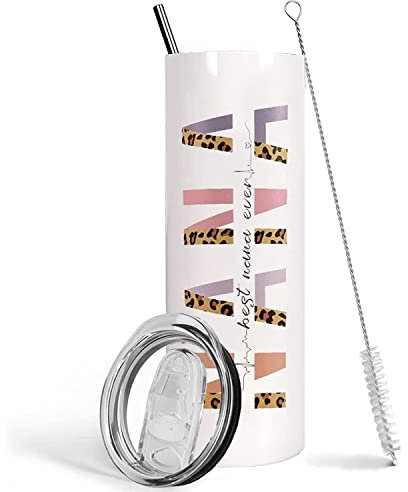 Ceovfoi Nana Tumbler With Lid and Straw, 20 oz Stainless Steel Insulated Coffee Mug, Best Nana Ever Gift for Birthday, Mother's Day, Christmas