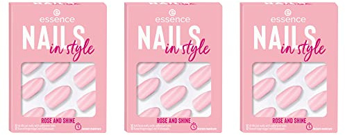 essence nails in style, Künstliche Fingernägel, Nr. 14, Pink, Expressergebnis, sofortiges Ergebnis, glänzend, farbintensiv, Nanopartikel frei, 3er Pack (3x12pcs)