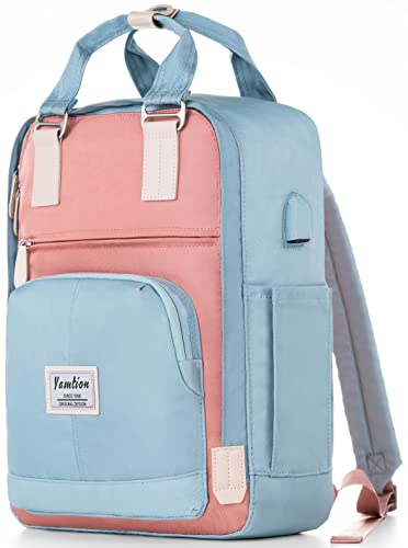 YAMTION Schulrucksack Mädchen Teenager 15,6 Zoll,Schultasche Frauen Rucksack Schule Schulranzen Mädchen Lehrerrucksack mit USB,Rucksack Laptop Damen für Freizeit Arbeit Universität Studenten