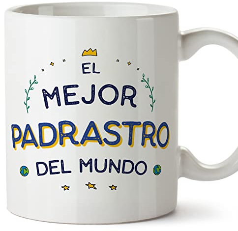 MUGFFINS Tazas para PADRASTRO - En Español - El Mejor del Mundo - 11 oz / 330 ml - Regalo original y divertido