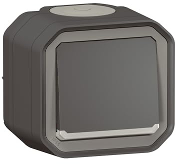 Bouton poussoir NO LUMINEUX avec voyant LEGRAND étanche Plexo Anthracite 10A IP55 IK08 livré complet pour fixation saillie