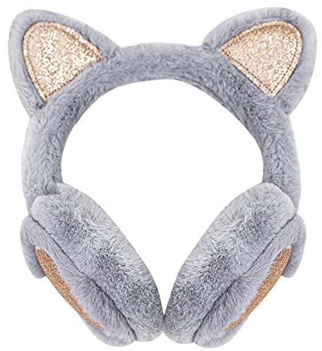 IHCEMIH Cache-oreilles pour Femme Fille Accessoires d'Hiver Réglable Souple Moelleux Thermique pour l'Extérieur Ski Course Oreilles Protection contre le Vent Cadeau Tendance pour Enfants Adultes Gris