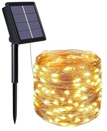 Volunx Solar LED Lights 20M/72ft 200LED Christmas String Lights Outdoor, 8 Modes, Solar Garden Light Waterproof Copper Wire, Tree Patio, Yard, Party, Wedding, Decor Warm White