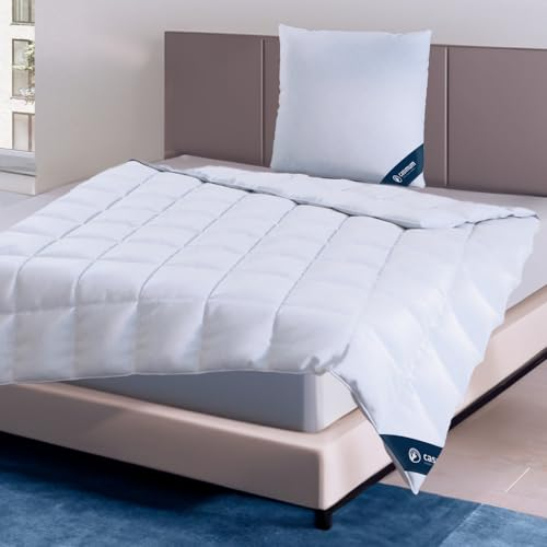 casimum® Luxus Sommer Daunendecke extra-leicht | Bettdecke | 155 x 220 cm | Füllung: 100% weiße, Neue Daunen | allergikerfreundlich | Made in Germany | weiß