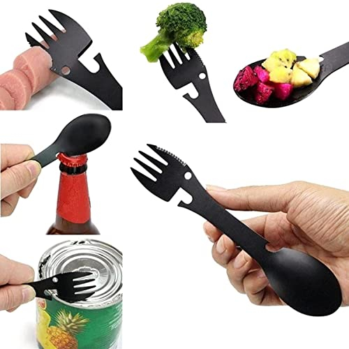 Navaja Tenedor, Witbicg Cuchillo Camping Puede Abrir Botellas, Cortar Alimentos y Cucharas y Tenedores Para Acampar y Salir