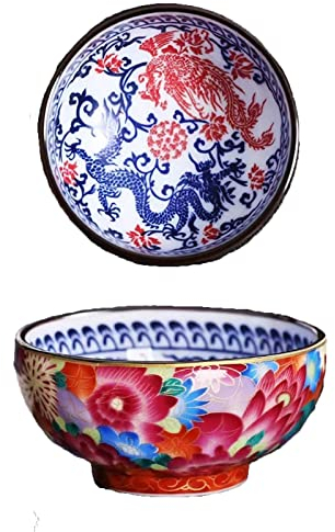 LingXuanGe Set da tè cinese cinese fatto a mano smaltato modello tazze da tè in ceramica, tazza di kung fu cinese tazze da tè in porcellana (colore: blu rosso fenice e drago)