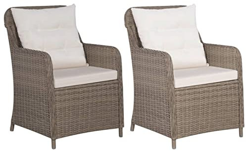BULANED Gartenstühle mit Polstern 2 STK. Balkonstuhl Hochlehner, Terrassenstuhl, Gartenmöbel Set, Balkon Stühle, Terrassenmöbel, Balkonmöbel, Poly Rattan Braun