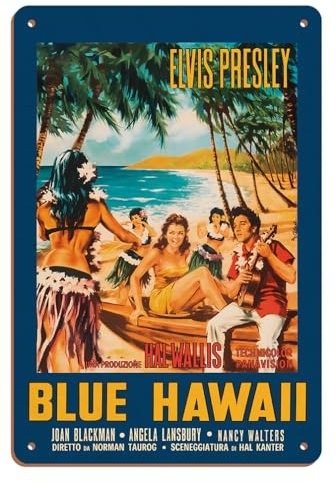 Blaues Hawaii – mit Elvis Presley – italienisches Vintage-Filmposter von Mauro Colizzi c.1961, 20,3 x 30,5 cm, Vintage-Holzkunstschild