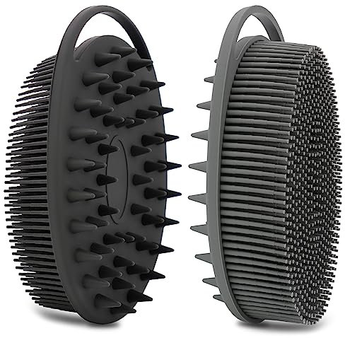 Silikon-Körperschrubber, Silikon-Luffa-Doppelseitige Körperbürste, Silikon-Duschschrubber und Kopfhautmassagegerät, Shampoo-Bürste für empfindliche Kinder, Frauen, Männer, alle Arten von Haut, 2 Stück