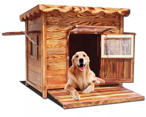 Hundehütte, Premium Hundehütte, Outdoor Hütte mit Terrasse, Wetterfest - Ideal für Draußen - 5 Größen zur Wahl - Atmungsaktiv Bequem(Size:XL,Color:A)