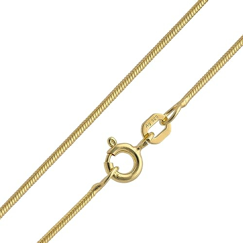 trendor Feine Schlangenkette 925 Silber Vergoldet Kette Damen 1,1 mm zauberhafter Halskette für Frauen, elegante Geschenkidee 15695-45 45 cm