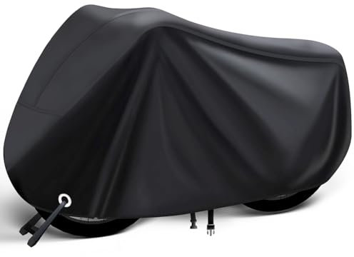 AIBILEY Bike Cover Outdoor Waterproof,Lightweight and Durable Fit for 1 Bike,Rain UV Dust Proctection,Mountain Bikes Scooter Electric Bicycle,With Lock Hole/Reflective Stripes/Windproof Ties,Black