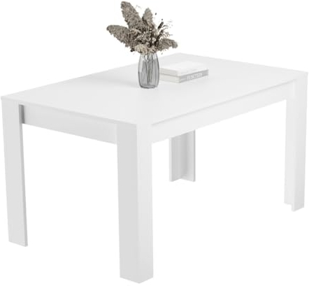 Homey - Mesa de Comedor o Salón, Modelo Teide, Robusta y Funcional, Color Blanco, Medidas: 140 cm (Largo) x 80 cm (Ancho) x 75 cm (Alto)