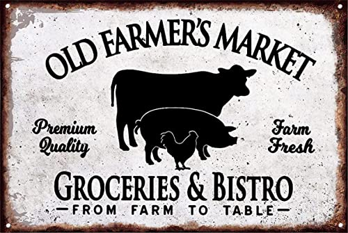 Lustiges Zitat Old Farmers Market, Metall-Blechschild, Wandkunst, Dekoration, Vintage-Schild für Zuhause, Café, Bar, Dekoration, Geschenke, Geschenk zum Vatertag und Muttertag, Geburtstag,