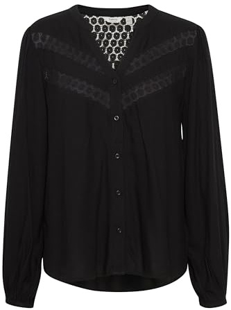 b.young BYHABINE Vneck Shirt Damen Bluse Langarmbluse V-Ausschnitt 100% Viskose (LENZING(TM) ECOVERO(TM)) Regular fit, Größe:40, Farbe:Black (200451)