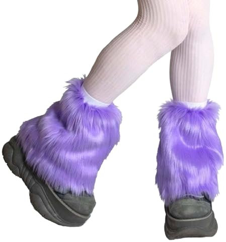 Beinwärmer für Damen, Pelz, Winter, pelzig, lange Stiefelstulpen, flauschige Schuhüberzug, Party-Kostüm für Urlaub, Festival, Aufführungen, Spielen, rosa Kunstpelze, flauschige lange Stiefel,