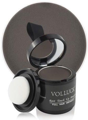 VOLLUCK Root Touch up Powder 10g – Covers Grey Roots & Conceals Thinning Hair, Hairline Powder for Men & Women – Natural Look, Easy to Use & Compact for Quick Touch Ups (Dark Brown)