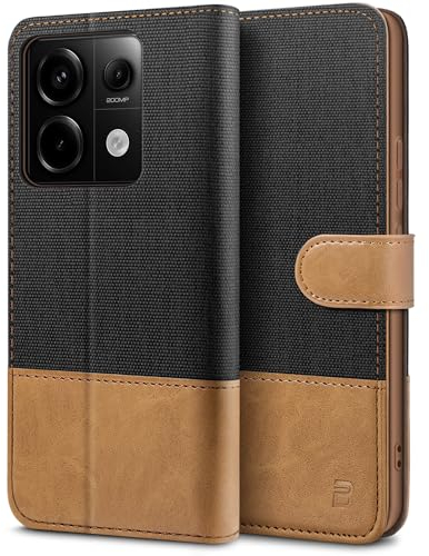 BEZ Handyhülle für Xiaomi Redmi Note 13 Pro 5G Hülle, Tasche Kompatibel für Redmi Note 13 Pro 5G, Schutzhüllen aus Klappetui mit Kreditkartenhaltern, Ständer, Magnetverschluss, Schwarz
