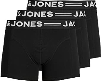 JACK & JONES Herren Unterhosen Shorts Boxershorts Trunks 3er Pack, Farbe:Schwarz, Wäschegröße:M, Artikel:- Black Waistband