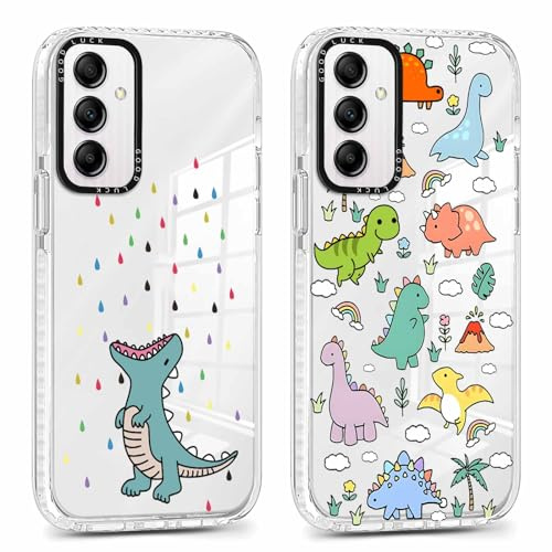 Xylota 2 Stück Handyhülle für Samsung Galaxy A54 5G 6,4 Hülle, Transparent Niedlich Case mit Dinosaurier Muster, Dünn TPU Bumper Weich Silikon Stoßfeste Kratzfest Schutzhülle Cover für Samsung A54