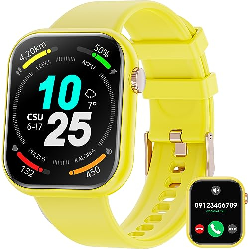 Smartwatch Damen Herren, 1.85 Zoll Touchscreen Smart Watch mit Bluetooth Anrufe, Uhr Damen Herren mit 140+ Sportmodi SpO2 Pulsuhr Schlafmonitor Schrittzähler, Armbanduhr für iOS Android