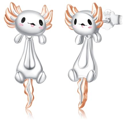 MEDWISE Axolotl Ohrringe 925 Sterling Silber Axolotl Ohrstecker Doppelter Verwendungszweck Ohrringe Schmuck für Tochter Mädchen Damen Frauen Geschenk