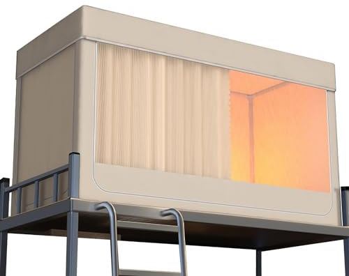 Bed Tents For Top And Bottom - Light-Reducing Privacy Protector Curtain With Blackout Mosquito Net, Ideal For Dormitories - Warm Gray Pink White Blue