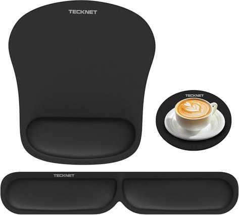 TECKNET Mouse Mat Wrist Support, Ergonomic Mouse Pad,3-in-1 Memory Foam Mouse pad with Wrist Rest, Keyboard Wrist Rest with Anti-Skid Base,Mouse Mat Comfortable for Office, Gaming, Computer, and Desk