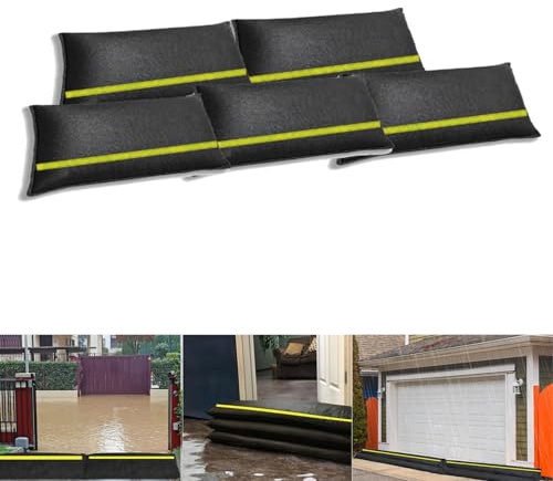 Antrella 2 Stück Wasser Aktivierter Sandsack mit reflektierendem Streifen für Hochwasserschutz Wasserabsorbierende Hochwassersperre für Tür Garage Garten aufgewertet 20x60CM
