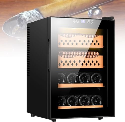 Hydravex Zigarren-Humidor, 50 l, elektrisch, mit Temperaturregelungsfunktion, Zigarrenschrank mit konstanter Temperatur, Dual-Core-Kühlung, fasst bis zu 200 Stück/8 Flaschen