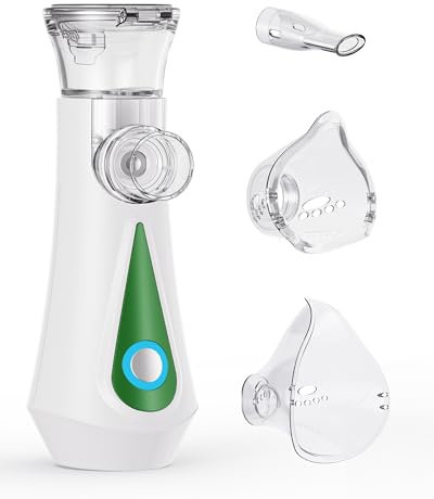 Hygelink Inhalationsgerät, Vernebler Inhaliergerät für Erwachsene und Kinder, Tragbarer & Leiser Inhalator, 2H Lange Laufzeit, 30dB Leise, mit Mundstück und 2 Maske
