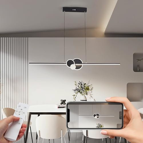 QYSMGS LED Pendelleuchte Moderne Dimmbar Esstisch Hängelampe Mit Fernbedienung Hängeleuchte 30W Lineare Hängelampe höhenverstellbar Pendelleuchte für büro esszimmer Wohnzimmer Küche