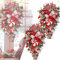 Couronne de Noël en canne à sucre pour porte d'entrée extérieure, couronne de canne à sucre rouge et blanche en forme de larme, décorations d'escalier de Noël, ornements de boules de Noël pour la déco
