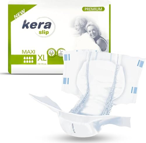 KERA Inkontinenz Slip Maxi Night saugstarke Windeln für Erwachsene mit doppelten Auslaufschutz - Atmungsaktive Erwachsenen Windel 20 Stück, Medium