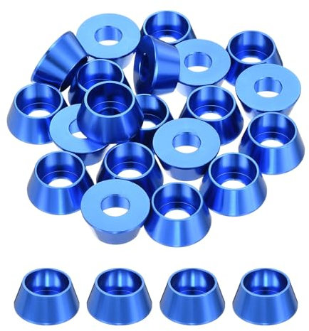 sourcing map M8 Kegel-Unterlegscheiben, eloxierte Aluminium-Dichtungen, Cup-Kopf-Unterlegscheibe für Schrauben RC/FPV/PC/Drohne/mechanisches Zubehör, Modellteile, 20 Stück (dunkelblau)