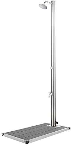 Xichuzi Gartendusche mit Grauer Bodenplatte 220 cm Edelstahl, Dusche Für Garten, Outdoor Shower, Garten Dusche, Außen Dusche - 3070793