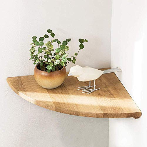 TMMLIJIPL Home Wood Corner Shelf Oak Floating Shelf Round End Wall Mounted Display Shelf Floating Speaker Nursey Monitor Shelf Wall Decor for Bathroom Kitchen (12inches)
