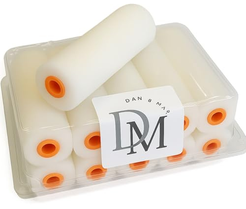 DAN&MAR® 10 Ersatzrollen aus Poro-Schaumstoff 0. Mini-Roller aus Poro-Schaumstoff, 11 cm, perfekt für Holzmöbel und kleine Oberflächen, Farben auf Wasser und Synthetik, professionelle glatte