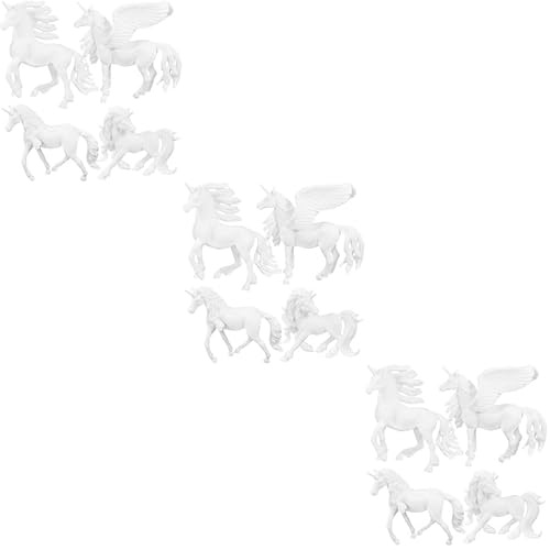 Milisten 12pcs DIY Painting Unicorn Unfinished Figurines for Boys and Girls Small Unicorn Craft Toys Paint Your at Home