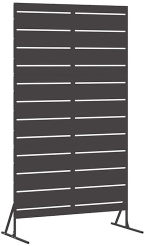 vidaXL Sichtschutz 100 x 50 x 180 cm Stahl Schwarz | Hergestellt aus robusten Materialien, Stylisches Streifenmuster, Ideal für mehr Fläche