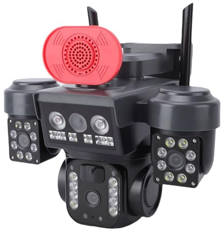 VBESTLIFE Telecamera di Sicurezza Solare a Tripla Lente, Telecamera Esterna WiFi 360° da 2,4 GHz con Rilevamento del Movimento AI e 8000 MAh, Resistente Alle Intemperie IP66 per la