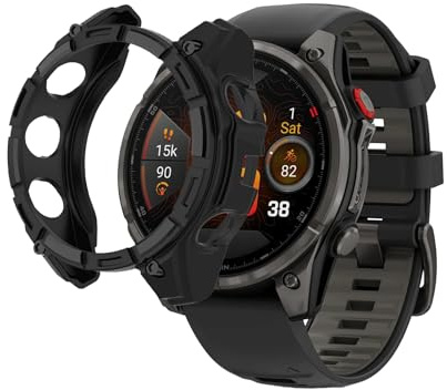 MEMELOKA Hülle Kompatibel mit Garmin Fenix 8 Pro 47 mm, Anti-Kratzer und Stoßfeste Weiche TPU Schutzhülle für Garmin Fenix 8 Pro 47 mm - Schwarz