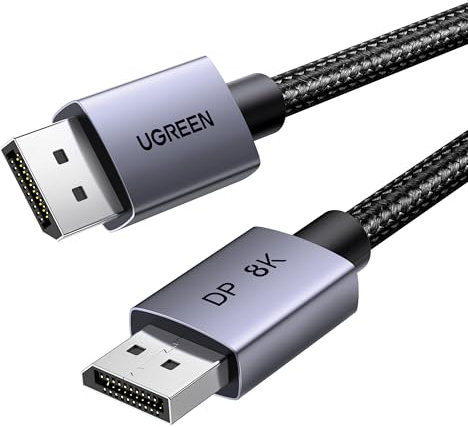 UGREEN DisplayPort Cable 8K@60Hz 5M [VESA Certified] Braided DP 1.4 Display | Display Port 4K@240Hz 2K@240Hz 32.4Gbps, HDCP 2.2, HDR, FreeSync G-Sync, 3D for Graphic Cards Gaming Monitor PC HDTV (16.4FT)