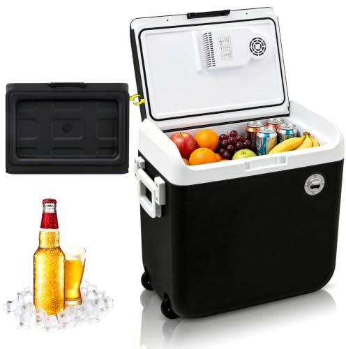 GUIVACI Glacière Electrique 40L - Mini Réfrigérateur 12/230V Refroidit & Réchauffe (jusqu'à 65°C), Mode ECO pour Voiture, Camping et Voyage